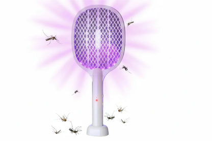 3000V Rechargeable 2-in-1 Bug Zapper – Electric Fly Swatter & UV Mosquito Lamp
