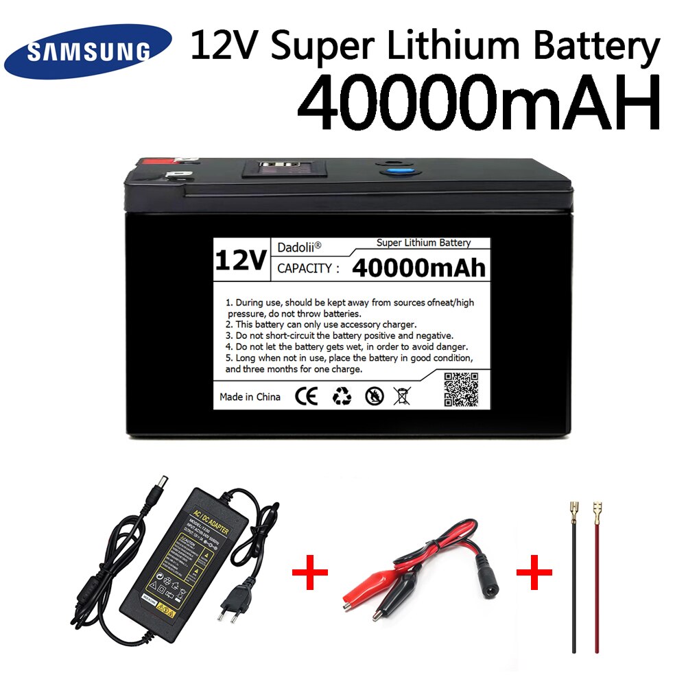12V Battery 50Ah 18650 lithium battery pack Rechargeable battery for solar energy electric vehicle battery+12.6v3A charger