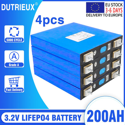 4/8pcs 3.2V 240Ah 200Ah 150Ah 100Ah LiFePO4 Lithium Iron Phosphate Battery Pack For 12V Solar Storage Cells EU 7 Days Delivery