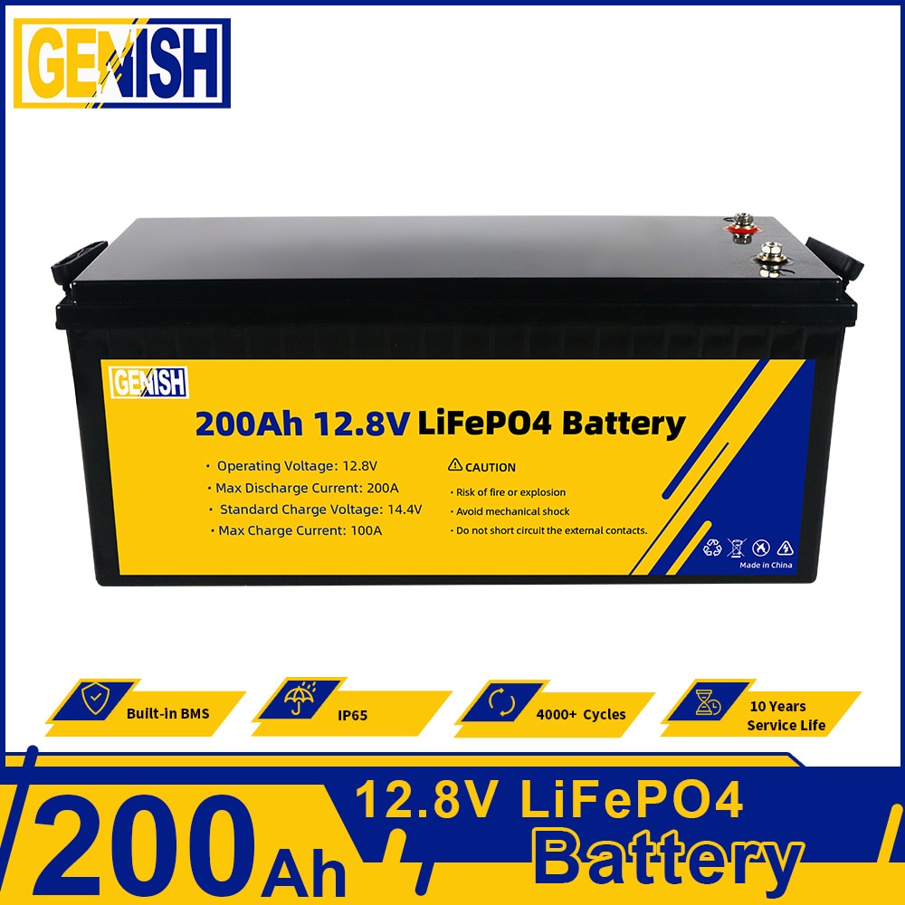 BRAND NEW 12V 200AH 50AH 100AH 24V Built-in BMS Deep 4000Cycle Lifepo4 Battery Pack Used For RV Campers Cart Off-grid Solar Cell