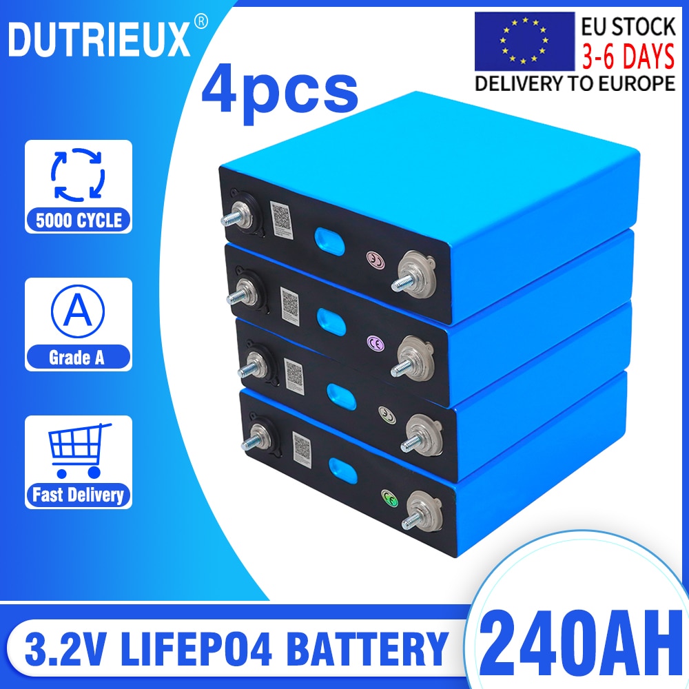 4/8pcs 3.2V 240Ah 200Ah 150Ah 100Ah LiFePO4 Lithium Iron Phosphate Battery Pack For 12V Solar Storage Cells EU 7 Days Delivery