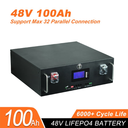 48V 100Ah 200Ah Lifepo4 Battery Pack 4S100A Built-in BMS Grade A Cells 6000 Cycle 32 Parallel 51.2V Lithium Ion Battery NO TAX