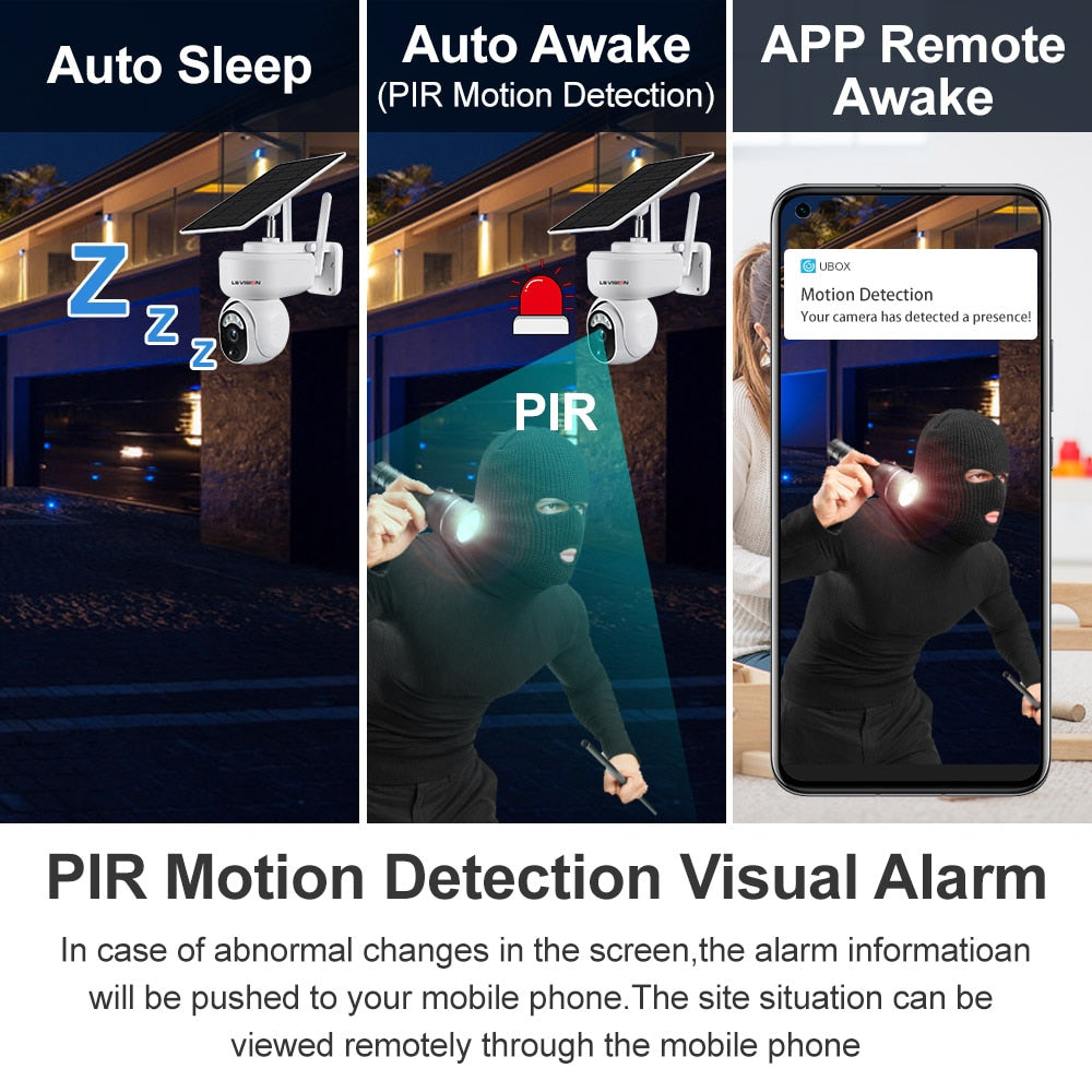 LS VISION 4MP 2K Multipurpose Outdoor 4G Solar Camera - WIFI Wireless PTZ Motion Detection Two Way Audio Security Camera Indoor