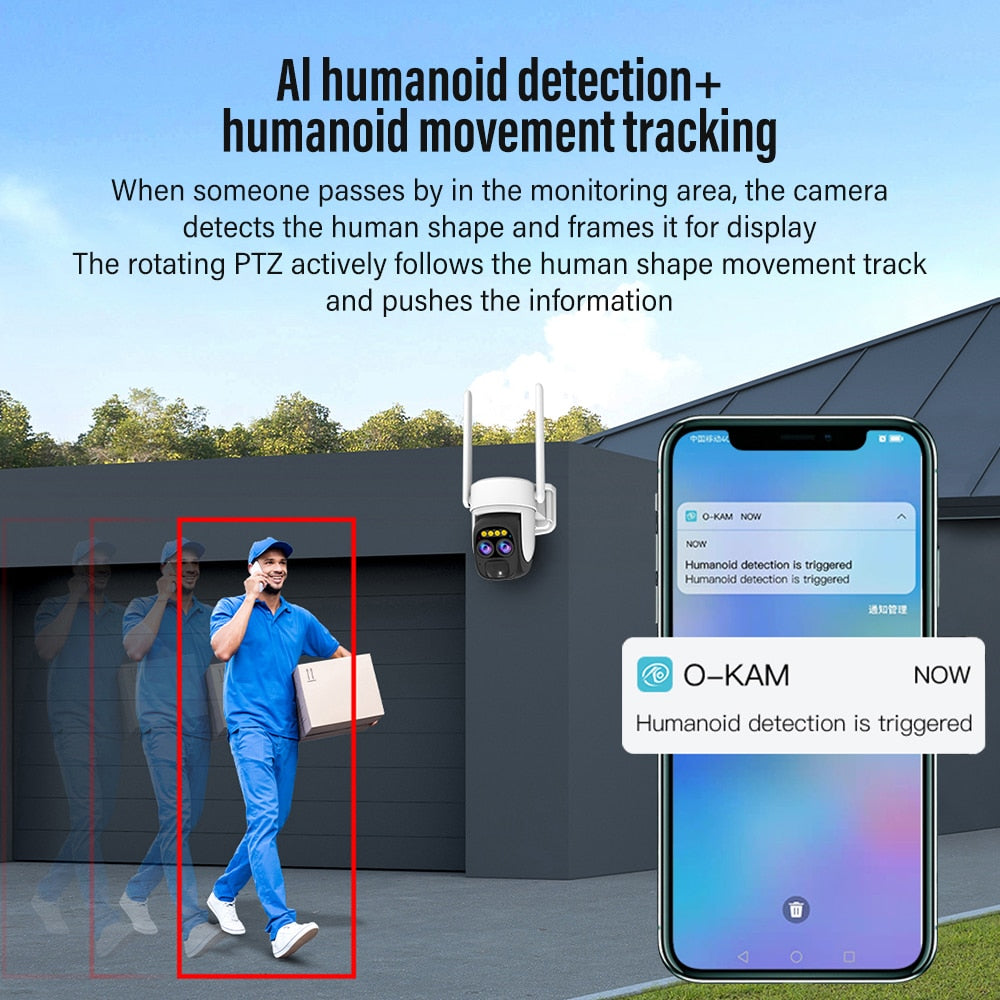 PEGATAH TI-D1W5 8MP Wireless Solar Camera - Outdoor WiFi Dual Lens 10X Solar Panel Human Detection PTZ Security Cam Waterproof Ip Cameras