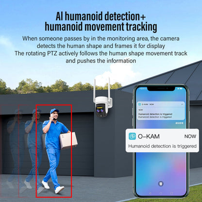 PEGATAH TI-D1W5 8MP Wireless Solar Camera - Outdoor WiFi Dual Lens 10X Solar Panel Human Detection PTZ Security Cam Waterproof Ip Cameras