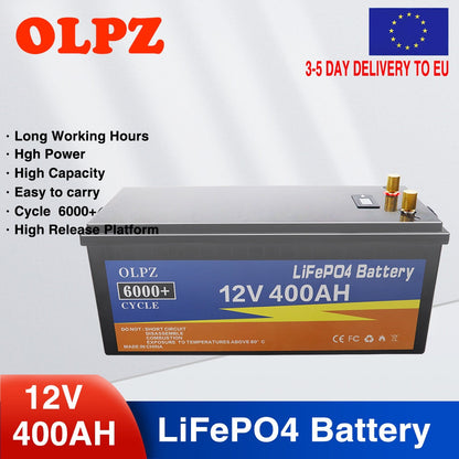 12V 400Ah 300Ah 250Ah 100AH LiFePO4 Lithium Iron Phosphate Battery Built-in BMS 6000+ Cycles For Campers Golf Cart Solar Storage