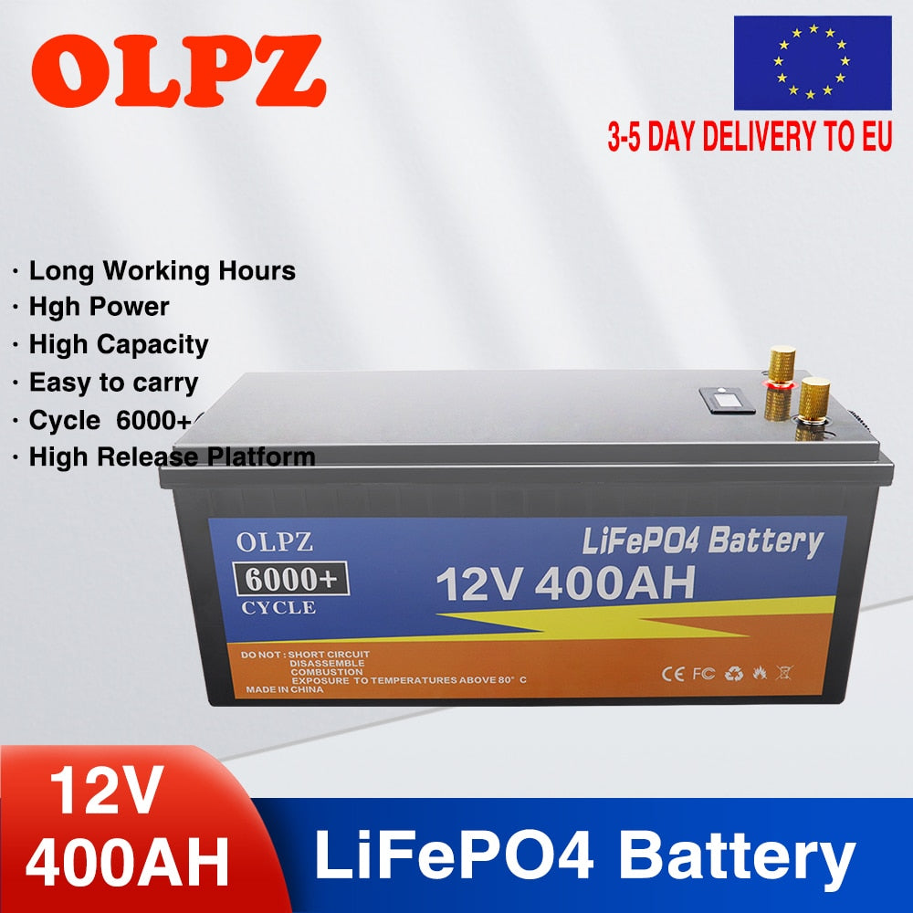 12V 400Ah 300Ah 250Ah 100AH LiFePO4 Lithium Iron Phosphate Battery Built-in BMS 6000+ Cycles For Campers Golf Cart Solar Storage