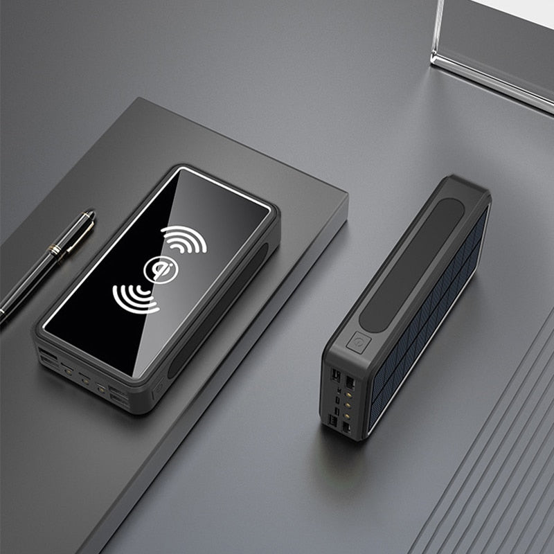Solar Power Bank 80000mAh Wireless External Battery Portable PowerBank 4USB Convenient Travel For iPhone Samsung Huawei Xiaomi