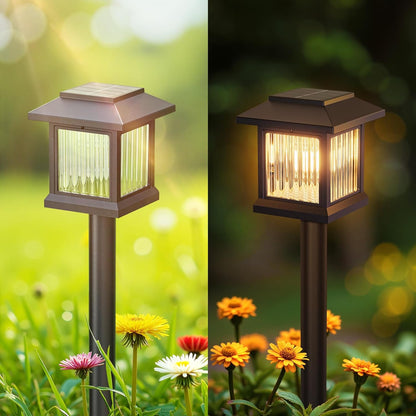 Solar Lights Outdoor Garden – 6 Pack. Waterproof 2800K Warm LED House-Shaped Garden Ornaments. Auto On/Off. Up to 12 Hours Runtime. ABS+PP Durable Construction for Yard. Pathway & Landscape Decoration