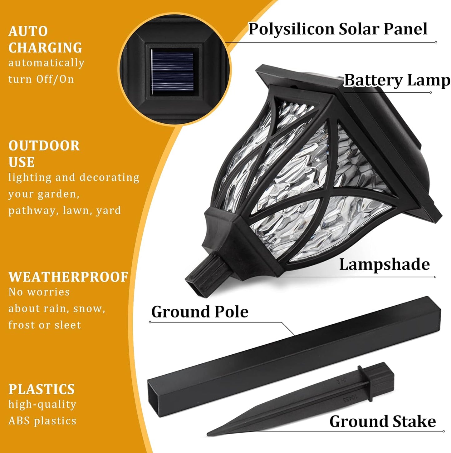 Solar Lights Outdoor Garden. 6 Pack LED Garden Solar Lights Waterproof. Solar Powered Pathway Lights for Yard. Patio. Landscape. Walkway. Path (Warm White)