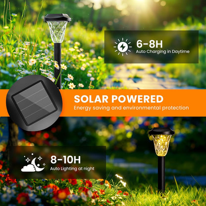 Solar Lights Outdoor Garden – 10 Pack Solar Powered Pathway Lights. Warm White Landscape Lighting for Patio. Lawn. Yard. Walkway & Driveway
