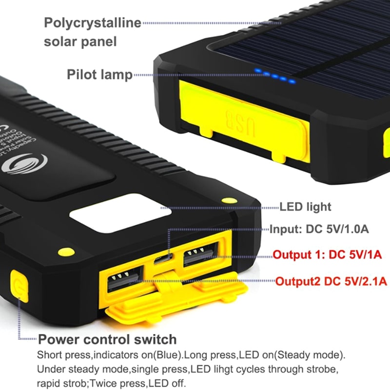 Portable Waterproof Solar Flashlights with Compass