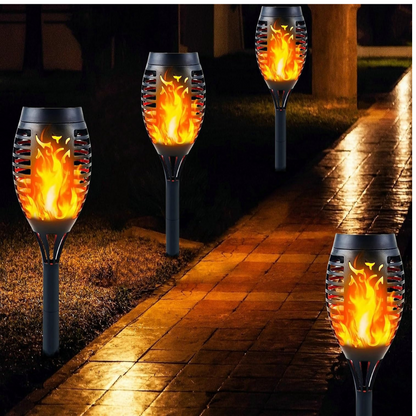 Solar Lights Outdoor Garden – 4 Pack Solar Flame Lights LED Warm Flickering Flames Waterproof Torch Light Garden Ornaments