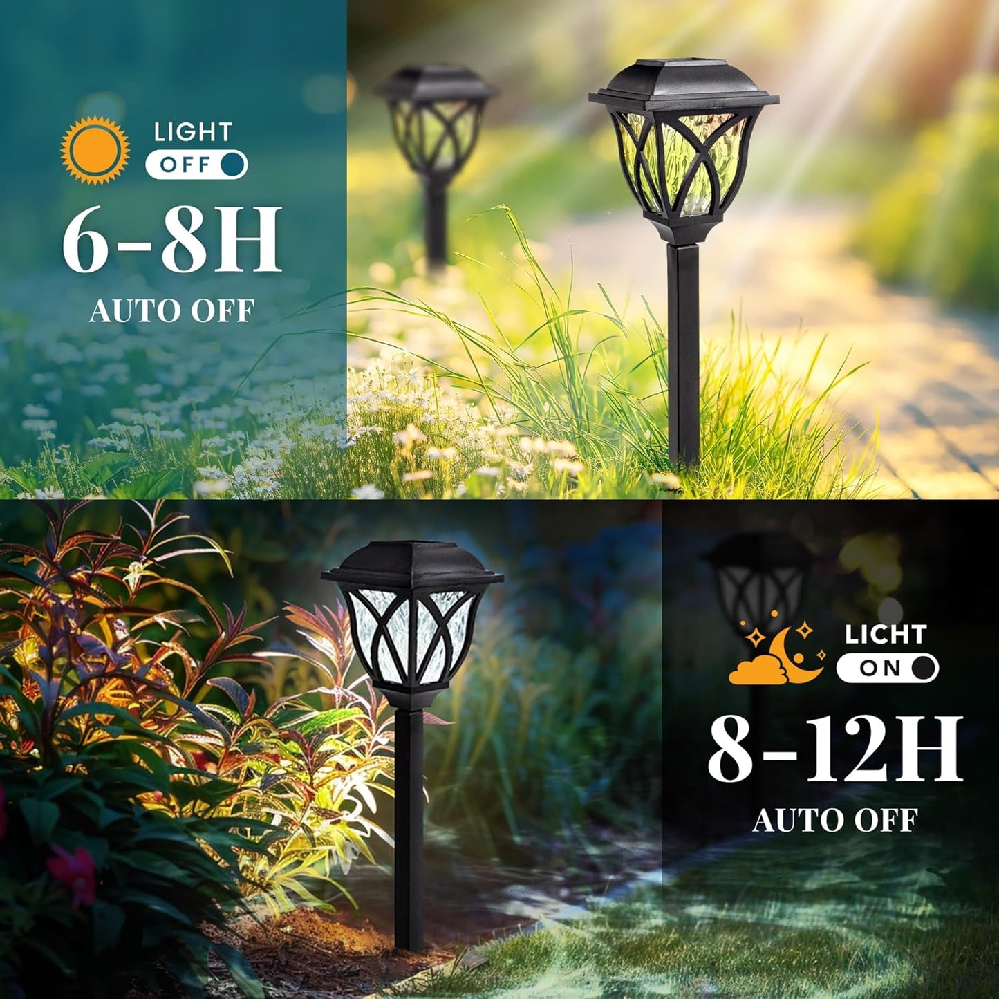 Solar Lights Outdoor Garden. 6 Pack LED Garden Solar Lights Waterproof. Solar Powered Pathway Lighting for Yard. Patio. Landscape. Walkway. Path (Cold White. Energy Class A)