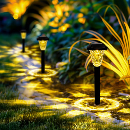 Solar Lights Outdoor Garden – 10 Pack Solar Powered Pathway Lights. Warm White Landscape Lighting for Patio. Lawn. Yard. Walkway & Driveway