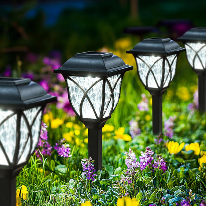 Solar Lights Outdoor Garden. 6 Pack LED Garden Solar Lights Waterproof. Solar Powered Pathway Lighting for Yard. Patio. Landscape. Walkway. Path (Cold White. Energy Class A)
