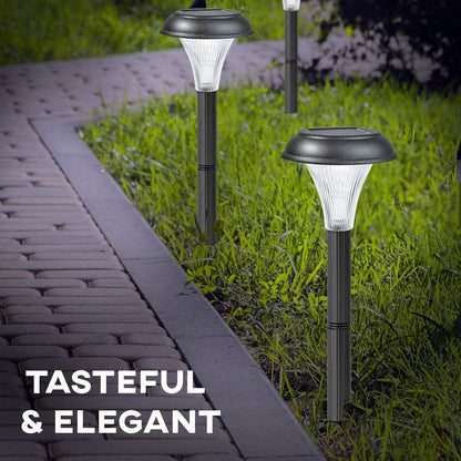 Solar Garden Lights Outdoor – 10 Pack Brightest LED Pathway Lights. 30cm Tall. Waterproof. Solar Powered for Garden. Patio. Lawn. Driveway. and Pathway Decoration
