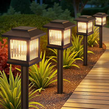 Solar Lights Outdoor Garden – 6 Pack. Waterproof 2800K Warm LED House-Shaped Garden Ornaments. Auto On/Off. Up to 12 Hours Runtime. ABS+PP Durable Construction for Yard. Pathway & Landscape Decoration