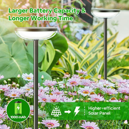 Solar Garden Lights – 4 Pack Solar Powered Outdoor Lights with 1000mAh Battery. Waterproof Yard & Pathway Decoration