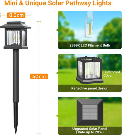 Solar Lights Outdoor Garden – 6 Pack. Waterproof 2800K Warm LED House-Shaped Garden Ornaments. Auto On/Off. Up to 12 Hours Runtime. ABS+PP Durable Construction for Yard. Pathway & Landscape Decoration