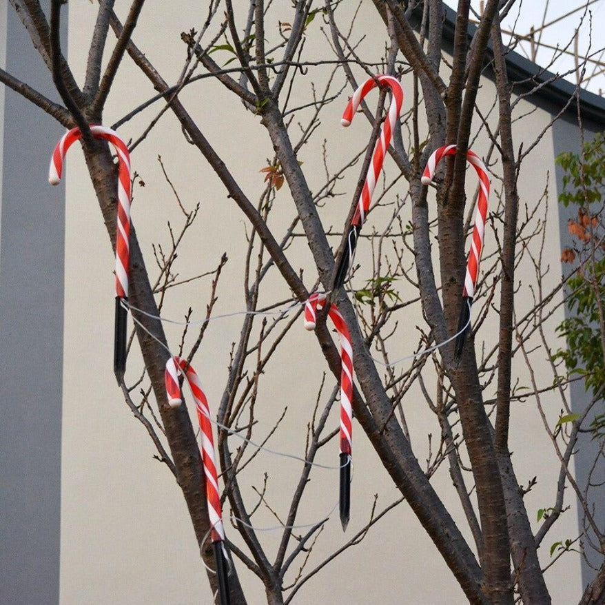 Guirlande solaire Sucre d'Orge Lumineux Rouge/Blanc