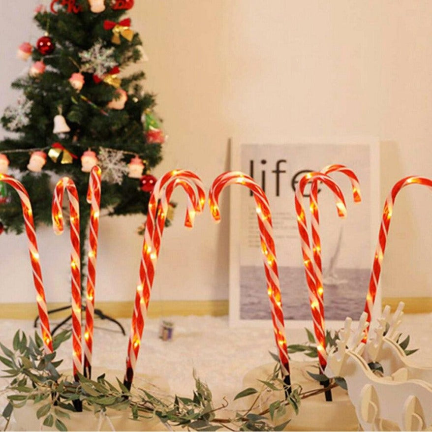 Guirlande solaire Sucre d'Orge Lumineux Rouge/Blanc
