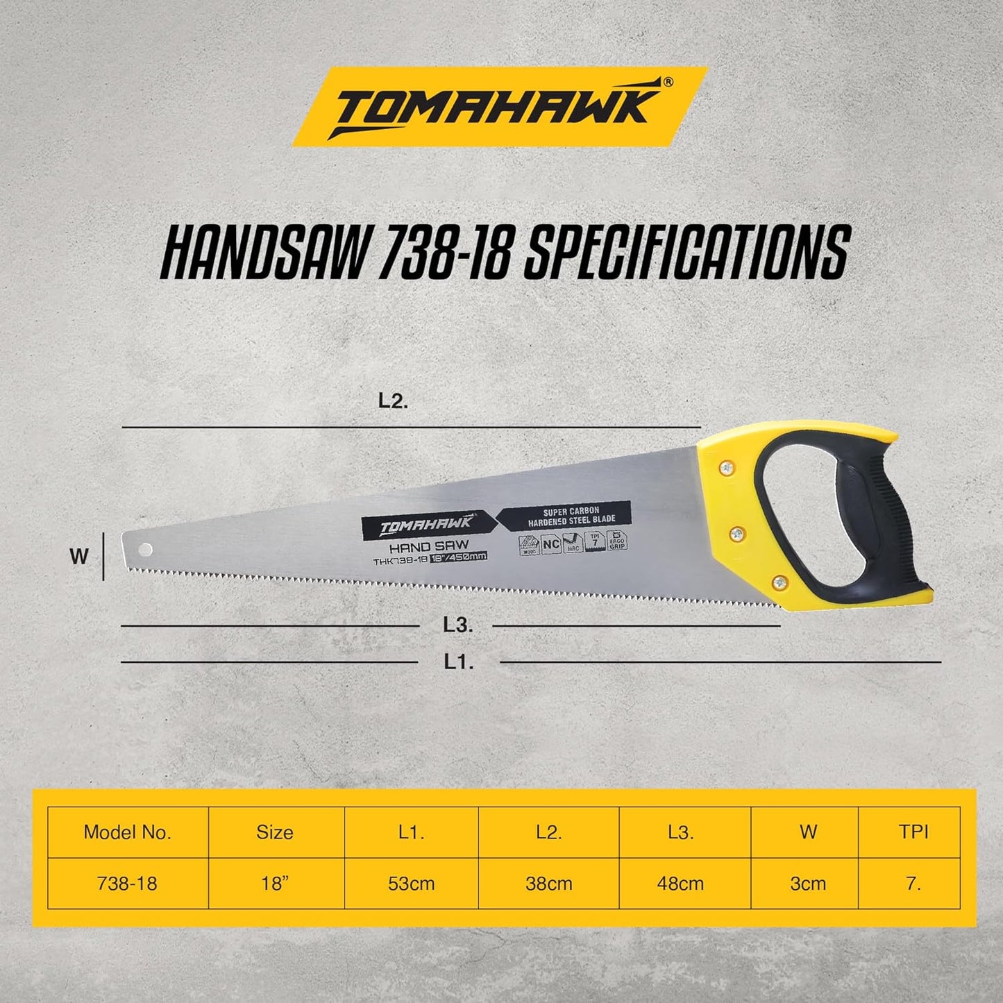 18 Handsaw w/ Super Carbon Hardened Steel Blade T738-18