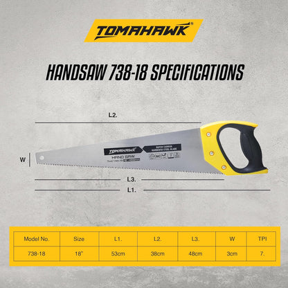 18 Handsaw w/ Super Carbon Hardened Steel Blade T738-18