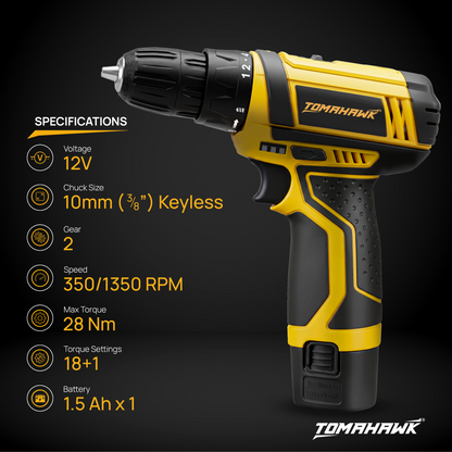 12V 10mm Cordless Screwdriver & Drill T7450