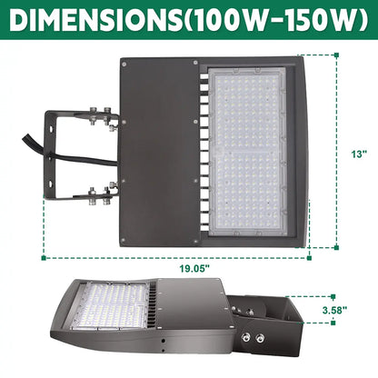100W Led Parking Lot Light-14000 Lumens-CCT 5000K-Photocell Optional-250 MH Equivalent-UL+DLC 5.1