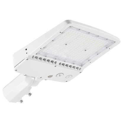 150W LED Shoebox Parking Lot Light – 5000K Daylight. White Housing. Outdoor Area & Street Light. UL Listed. AC 100-277V (No Photocell)