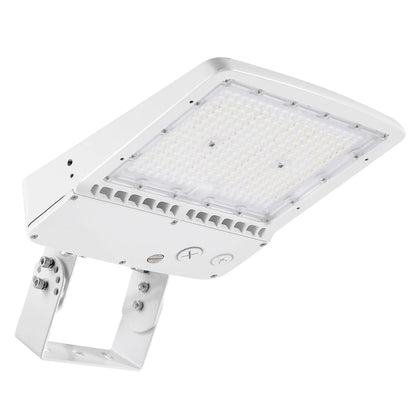 150W LED Shoebox Parking Lot Light – 5000K Daylight. White Housing. Outdoor Area & Street Light. UL Listed. AC 100-277V (No Photocell)