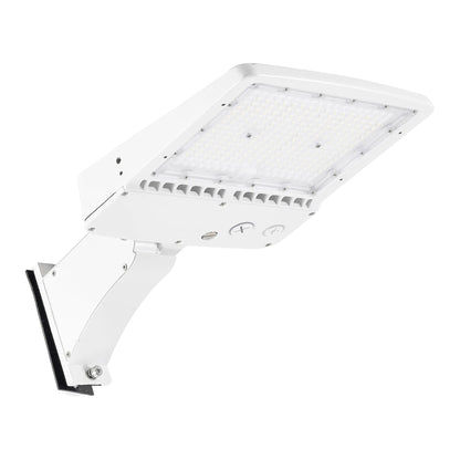 150W LED Shoebox Parking Lot Light – 5000K Daylight. White Housing. Outdoor Area & Street Light. UL Listed. AC 100-277V (No Photocell)