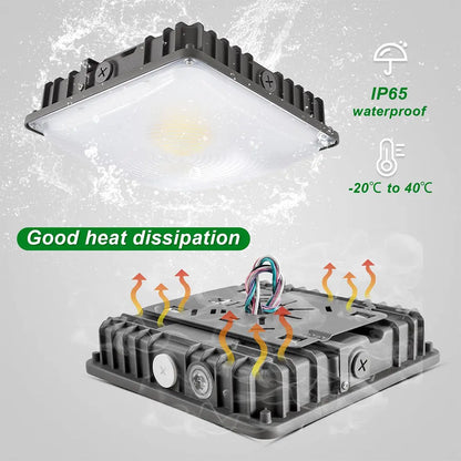 70W/45W/30W Power Selectable LED Canopy Garage Light with 3CCT (3500K/4000K/5000K). LED Parking Garage Lights-AC 90-277V IP65 Commercial Residential Lights