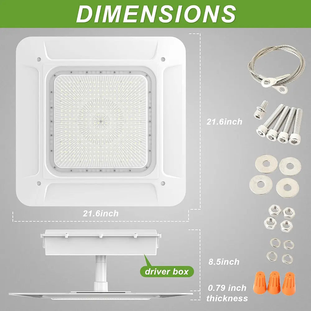 240W LED Canopy Light-AC 120~277V-CCT 5700K-0~10V Dimming - Lumen Output 33.600 Lumens-UL & DLC 5.1 Listed