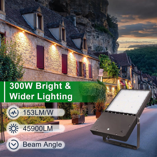 300W LED Flood Light-45.000 Lumens-AC 120~277V-CCT 5700K-UL+DLC-5 years warranty