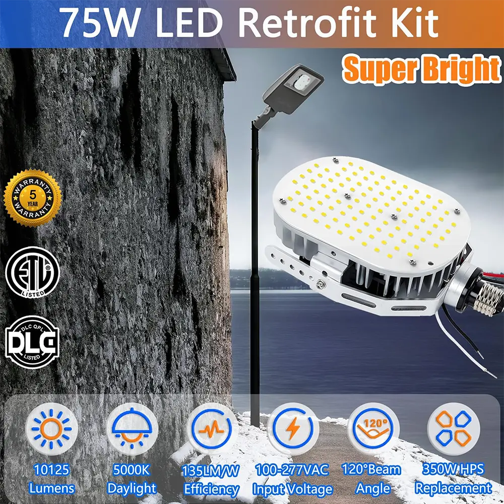 75W-LED Shoebox Retrofit Kit Lights-E39/E26 Base-150-250W MH/HPS Equivalent. Great for Street Shoebox Lamp. Flood Lights. High Bay and etc-10.800 Lumens-ETL+DLC Listed