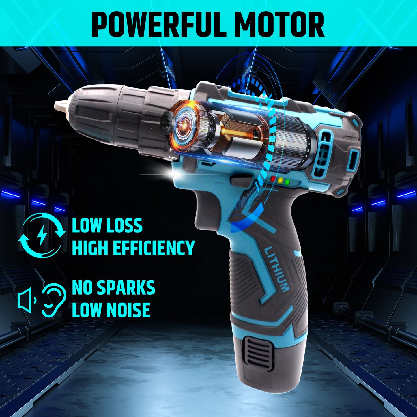 Cordless Drill/Screwdriver - 12V. 2-Speed. 1.5Ah Single Battery. 10mm Keyless Chuck - T9130