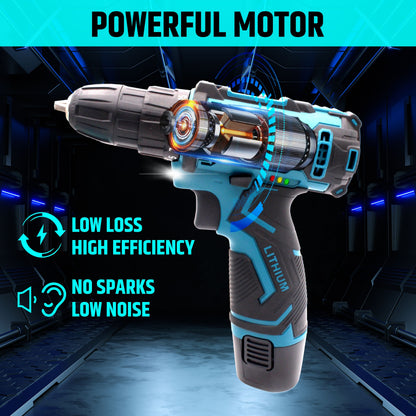 Cordless Drill/Screwdriver - 12V. 2-Speed. 1.5Ah Single Battery. 10mm Keyless Chuck - T9130
