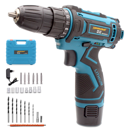 Cordless Drill/Screwdriver - 12V. 2-Speed. 1.5Ah Single Battery. 10mm Keyless Chuck - T9130