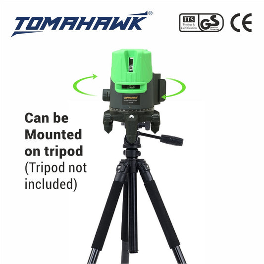 3D Line Laser Cross - 5-Line Self Leveling. Horizontal and Vertical Green Laser - Plastic Professional