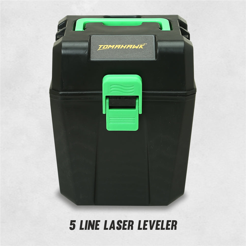 3D Line Laser Cross - 5-Line Self Leveling. Horizontal and Vertical Green Laser - Plastic Professional