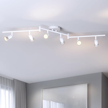 6 Way Rotatable Ceiling Spotlight – Modern GU10 Black Ceiling Light Fitting for Kitchen. Living Room. Bedroom. Dining (No Bulbs)