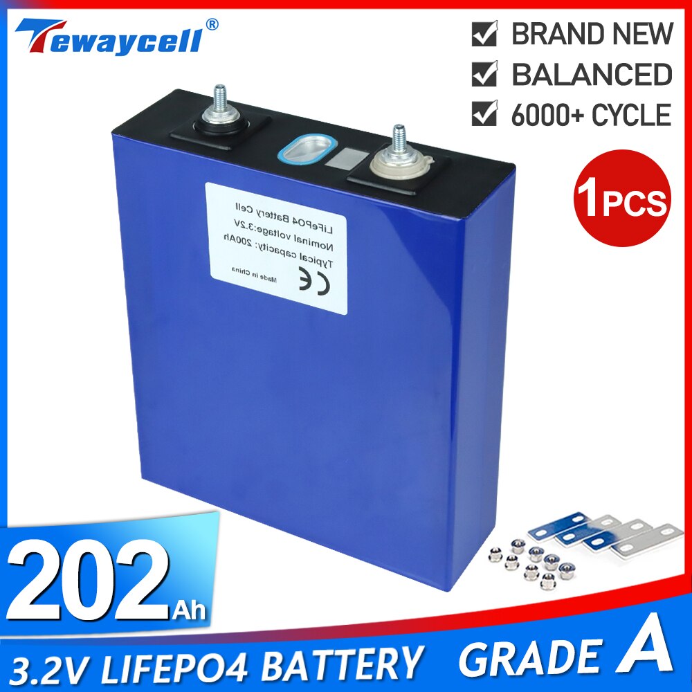 Brand New 12V 24V 48V 200Ah Lifepo4 Rechargeable Battery 3.2V Grade A Lithium Iron Phosphate Prismatic Solar Cell EU US TAX FREE