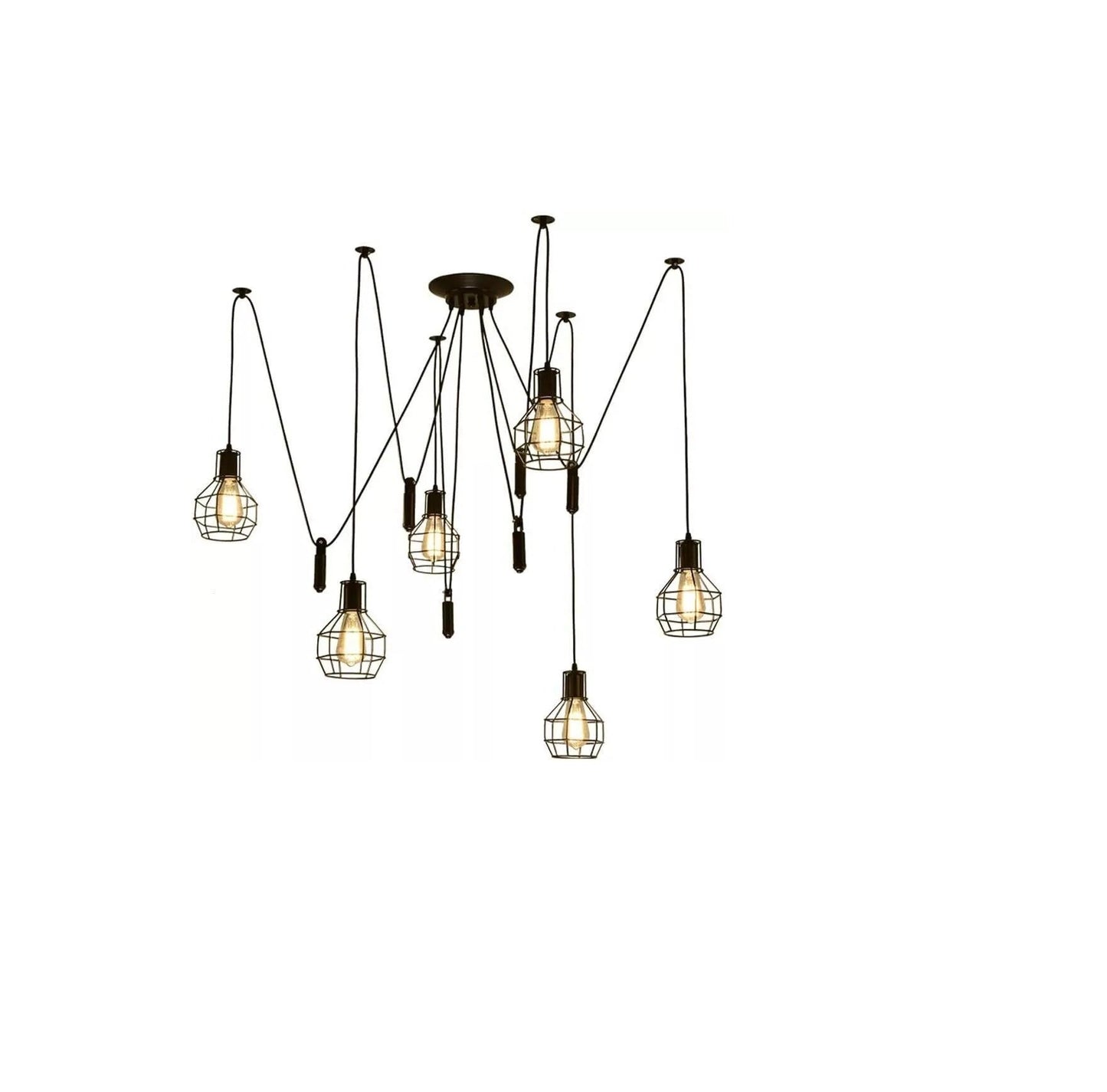 Vintage Industrial 6 Way Chandelier Ceiling Pendant Light Cage Spider Retro Lamp