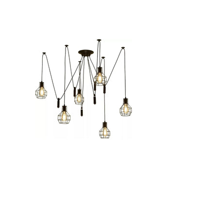 Vintage Industrial 6 Way Chandelier Ceiling Pendant Light Cage Spider Retro Lamp