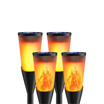 4 Pack Solar Torch Lights Outdoor Garden with Dancing Flames. Waterproof Auto On-Off. 2 Lighting Modes. IP65 Torch Decorations for Yard. Patio. Lawn