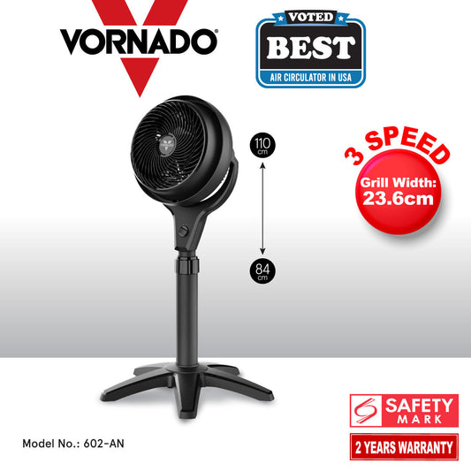 Vornado Energy Smart™ 10in Stand Air Circulator Fan. Vortex Action. Oscillation. 3-Speed (602-AN)