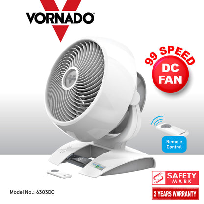 [CLIMATE VOUCHER $400] Vornado Energy Smart™ Air Circulator – Remote Control. Vortex Action. DC motor. Oscillation. Timer. 99-Speed. white. 6303DC