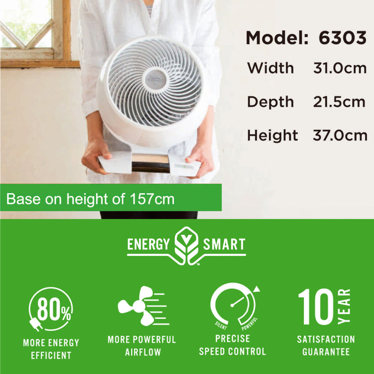 [CLIMATE VOUCHER $400] Vornado Energy Smart™ Air Circulator – Remote Control. Vortex Action. DC motor. Oscillation. Timer. 99-Speed. white. 6303DC